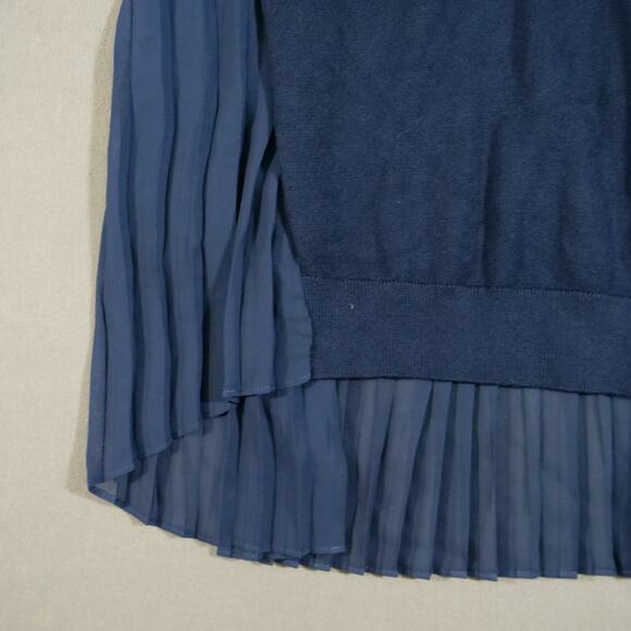 Adrianna Papell Top Womens Small Blue Knit Front Ruffled Blouse Short Sleeve - Picture 6 of 15